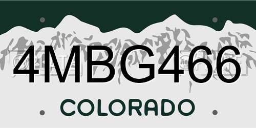 4MBG466 Colorado License Plate