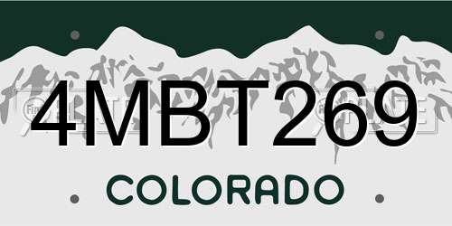 4MBT269 Colorado License Plate