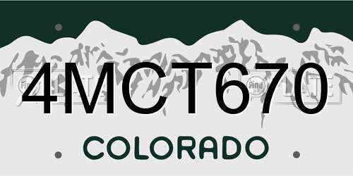 4MCT670 Colorado License Plate