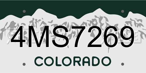 4MS7269 Colorado License Plate