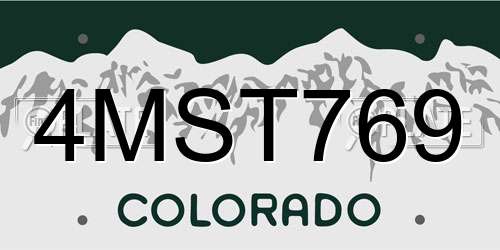 4MST769 Colorado License Plate