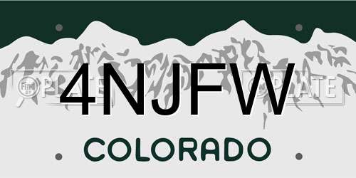 4NJFW Colorado License Plate