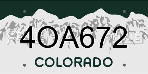 4OA672 Colorado License Plate
