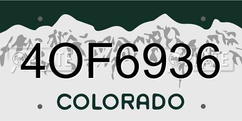 4OF6936 Colorado License Plate