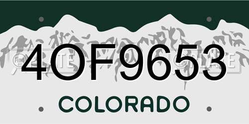 4OF9653 Colorado License Plate