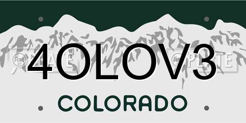 4OLOV3 Colorado License Plate