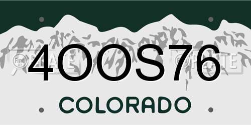 4OOS76 Colorado License Plate