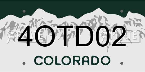 4OTD02 Colorado License Plate