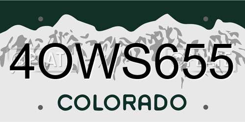 4OWS655 Colorado License Plate