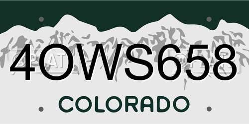 4OWS658 Colorado License Plate