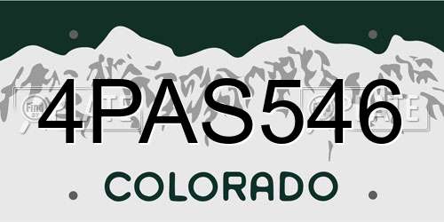 4PAS546 Colorado License Plate