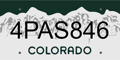 4PAS846 Colorado License Plate