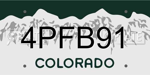 4PFB91 Colorado License Plate