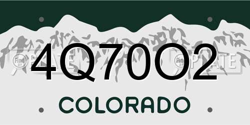 4Q70O2 Colorado License Plate