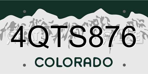 4QTS876 Colorado License Plate