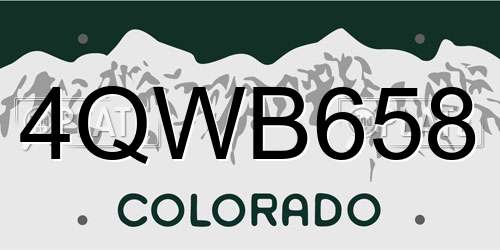 4QWB658 Colorado License Plate