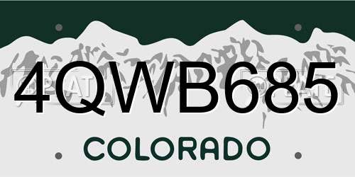 4QWB685 Colorado License Plate