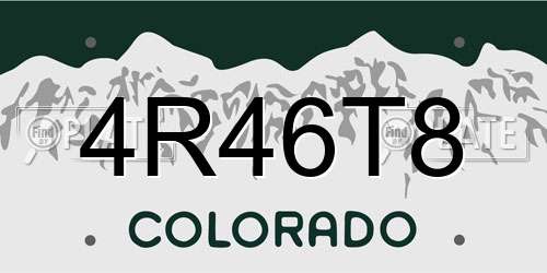 4R46T8 Colorado License Plate