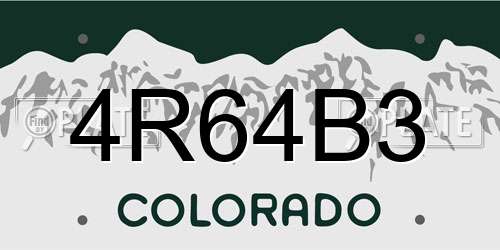 4R64B3 Colorado License Plate