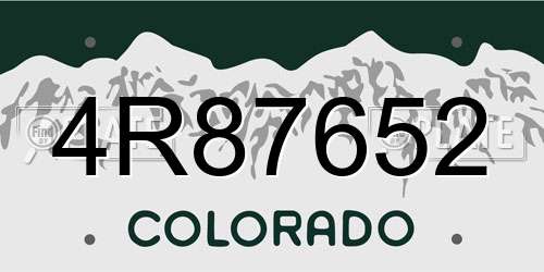 4R87652 Colorado License Plate