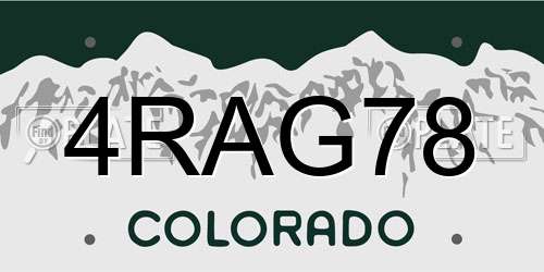 4RAG78 Colorado License Plate