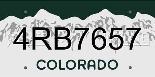 4RB7657 Colorado License Plate