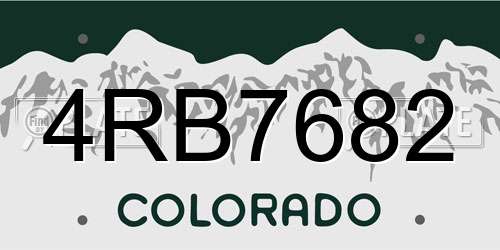 4RB7682 Colorado License Plate
