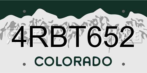 4RBT652 Colorado License Plate