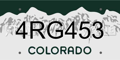 4RG453 Colorado License Plate