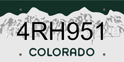 4RH951 Colorado License Plate