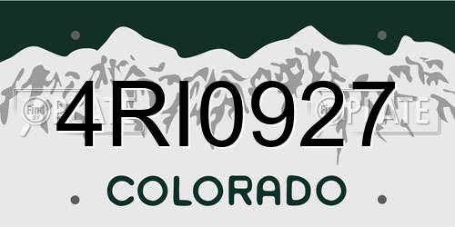 4RI0927 Colorado License Plate