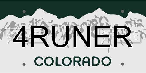 4RUNER Colorado License Plate