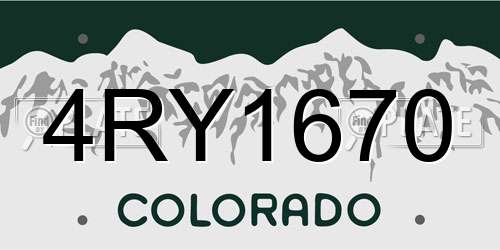 4RY1670 Colorado License Plate