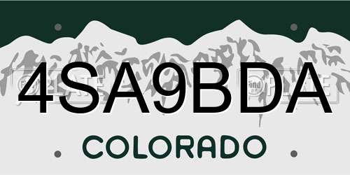 4SA9BDA Colorado License Plate