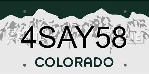4SAY58 Colorado License Plate