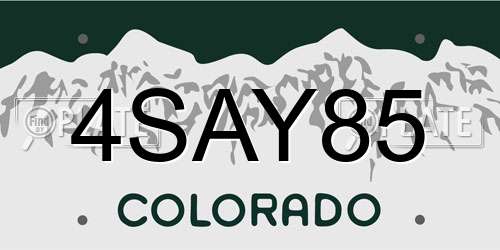 4SAY85 Colorado License Plate