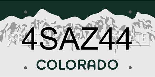 4SAZ44 Colorado License Plate