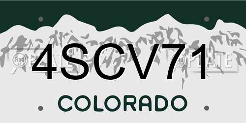 4SCV71 Colorado License Plate
