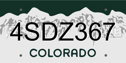 4SDZ367 Colorado License Plate