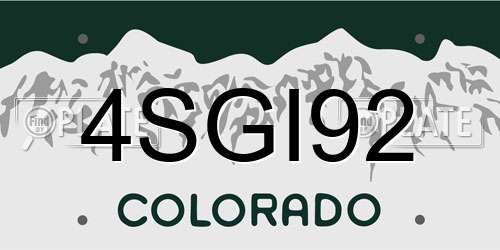 4SGI92 Colorado License Plate