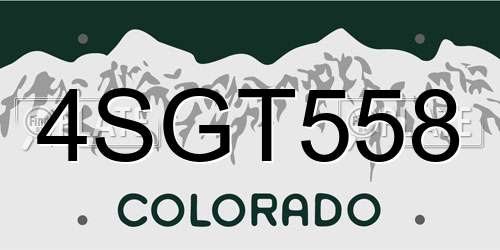 4SGT558 Colorado License Plate