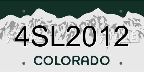4SL2012 Colorado License Plate