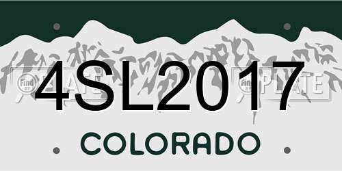 4SL2017 Colorado License Plate