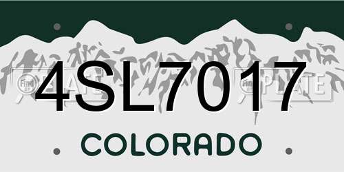 4SL7017 Colorado License Plate