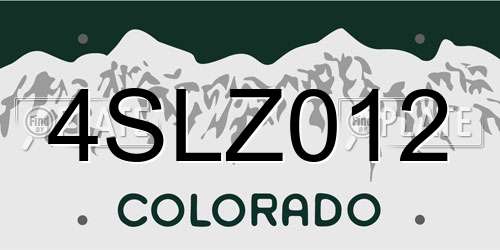 4SLZ012 Colorado License Plate