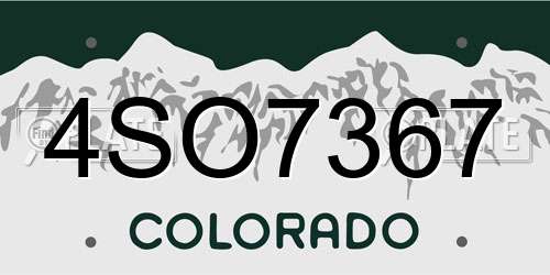 4SO7367 Colorado License Plate