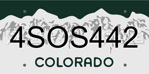 4SOS442 Colorado License Plate