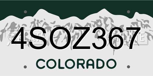 4SOZ367 Colorado License Plate