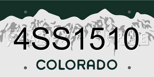 4SS1510 Colorado License Plate