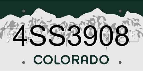 4SS3908 Colorado License Plate
